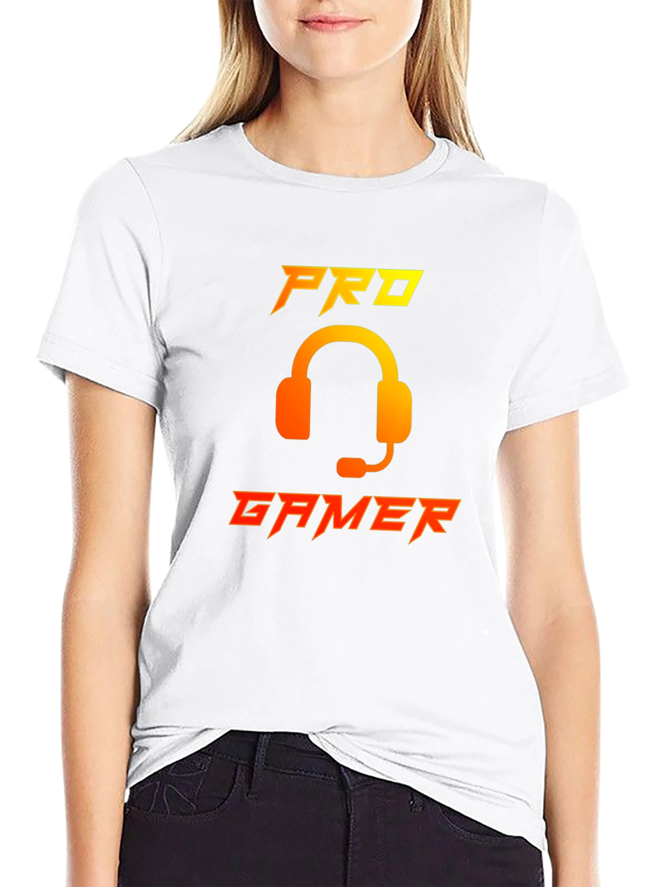 Pro Gamer Black T-Shirt with Headset Graphic