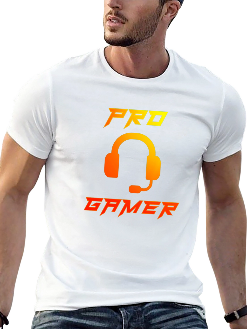 Pro Gamer Black T-Shirt with Headset Graphic