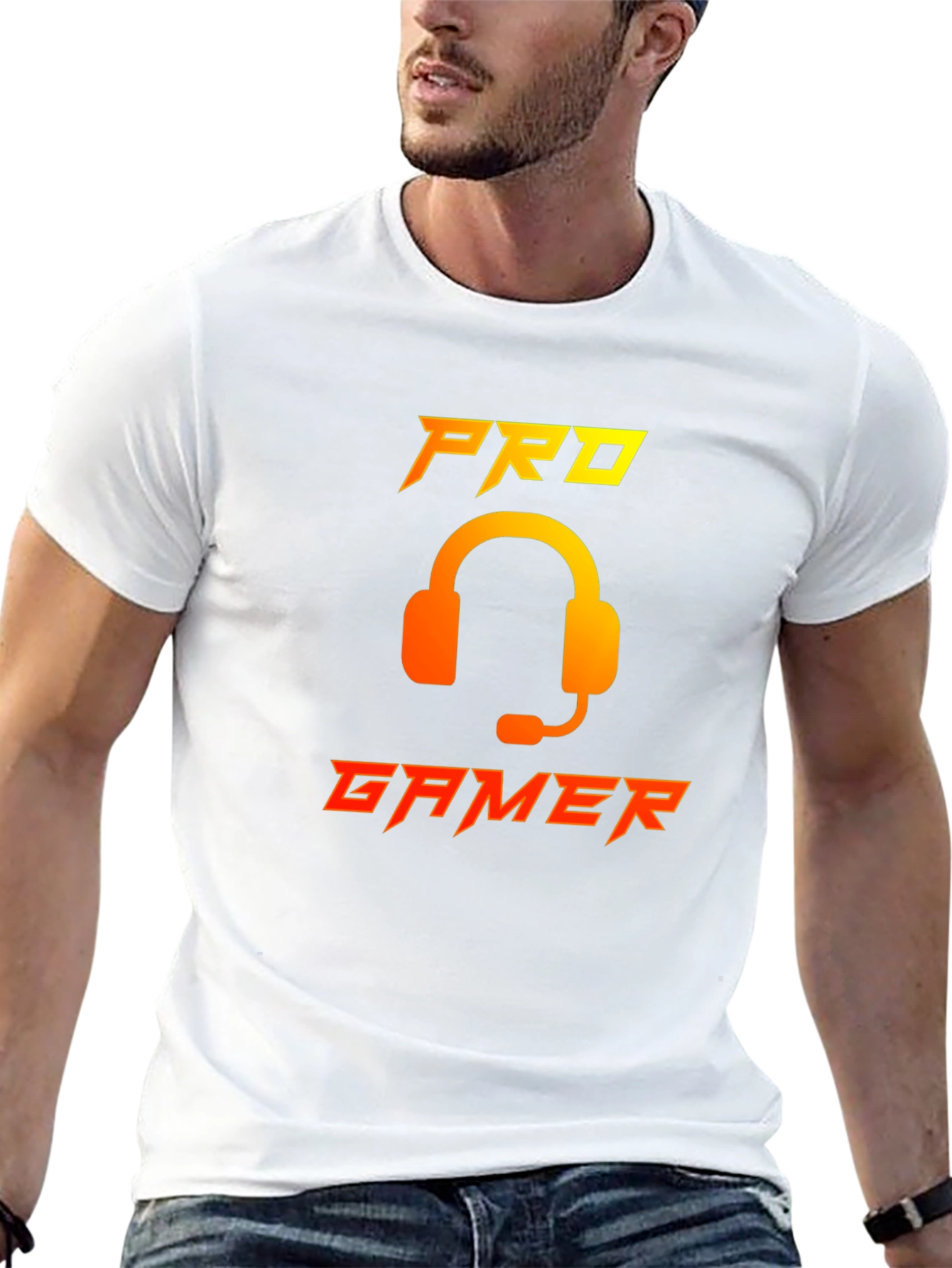 Pro Gamer Black T-Shirt with Headset Graphic