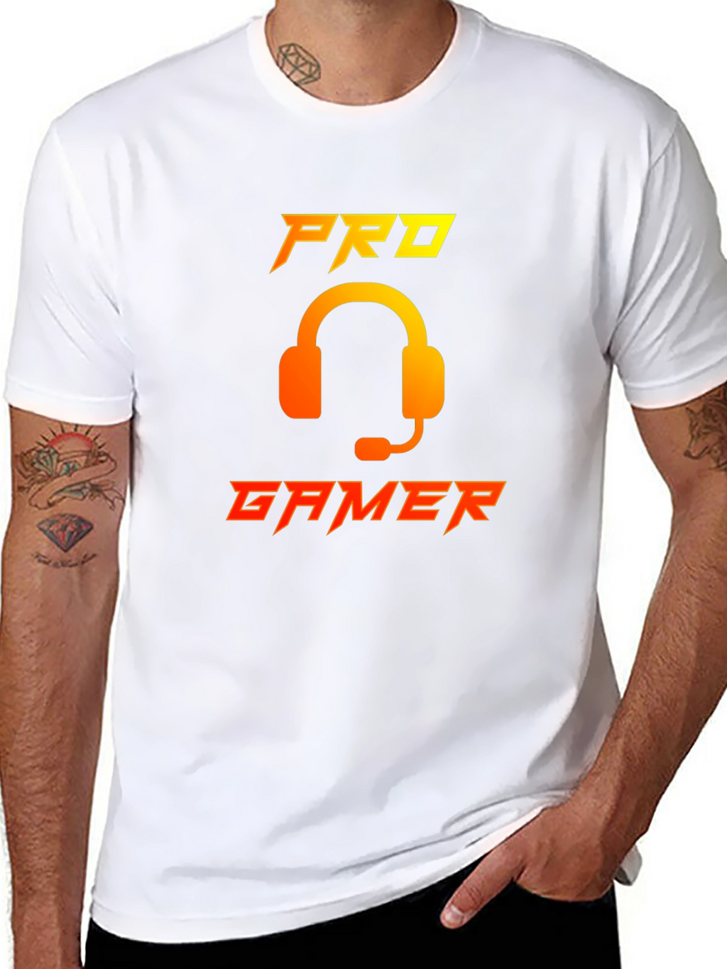 Pro Gamer Black T-Shirt with Headset Graphic