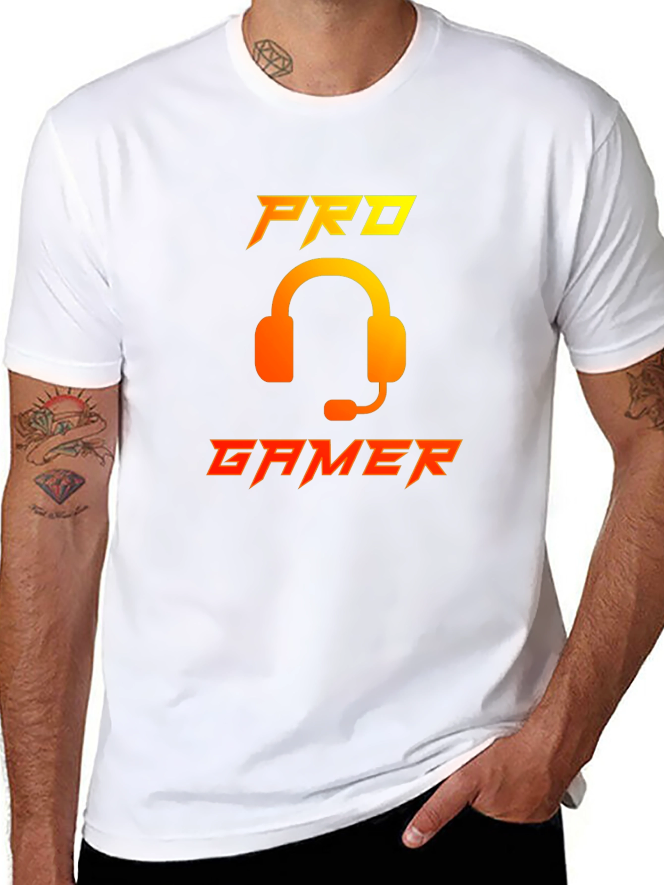 Pro Gamer Black T-Shirt with Headset Graphic