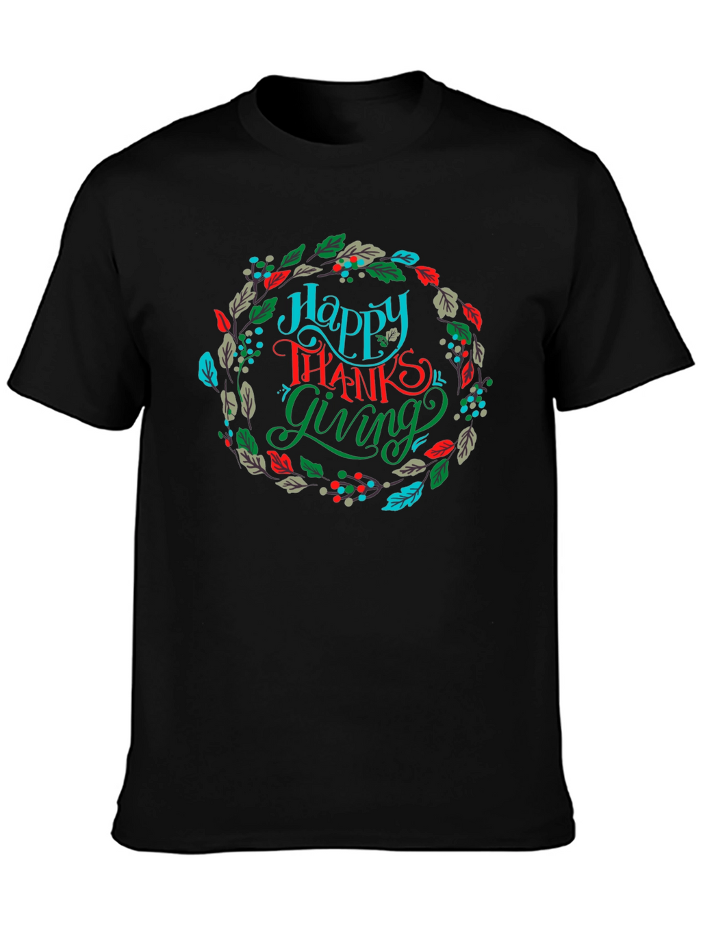 Happy Thanksgiving Wreath Graphic T-Shirt