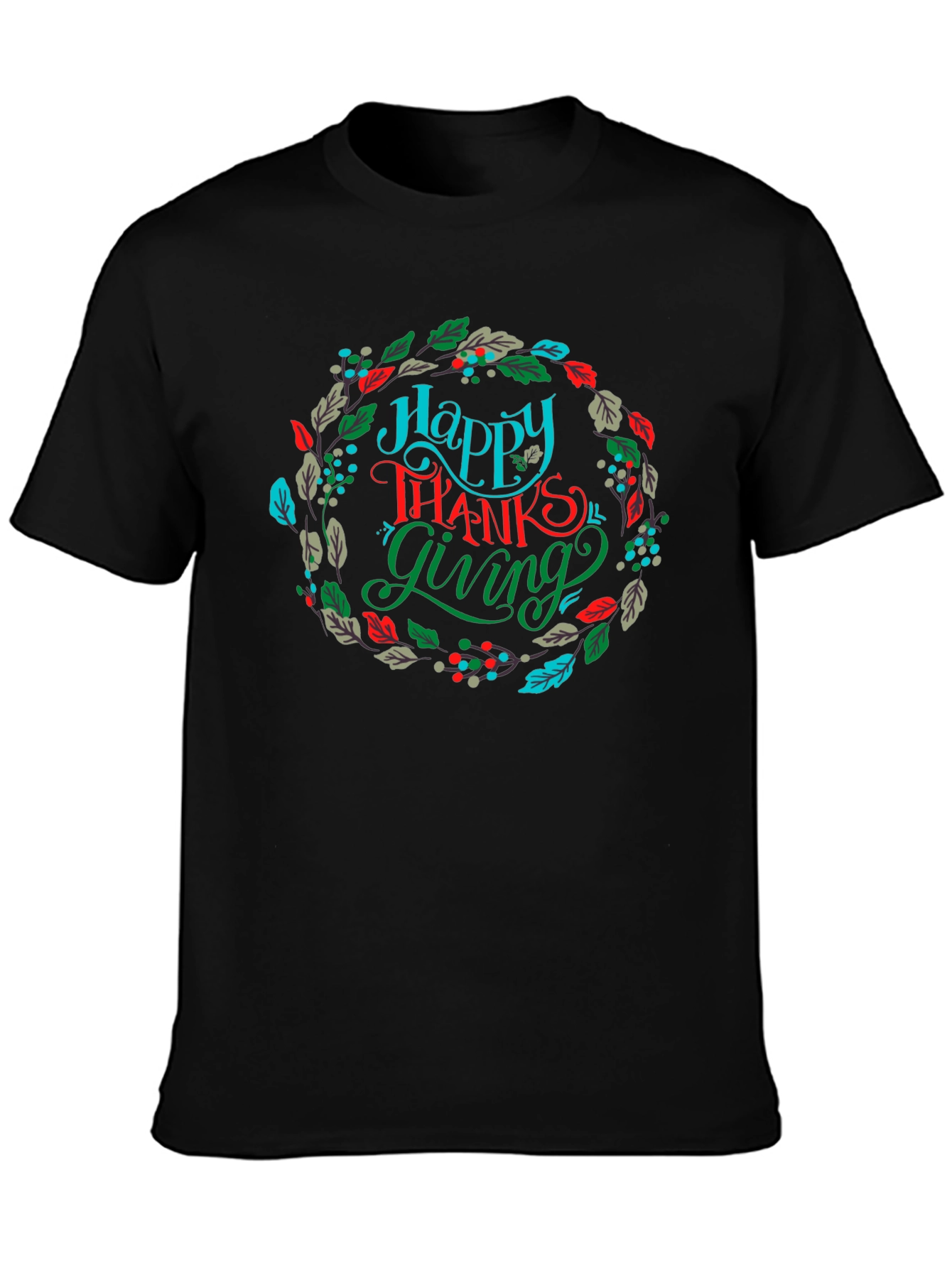Happy Thanksgiving Wreath Graphic T-Shirt