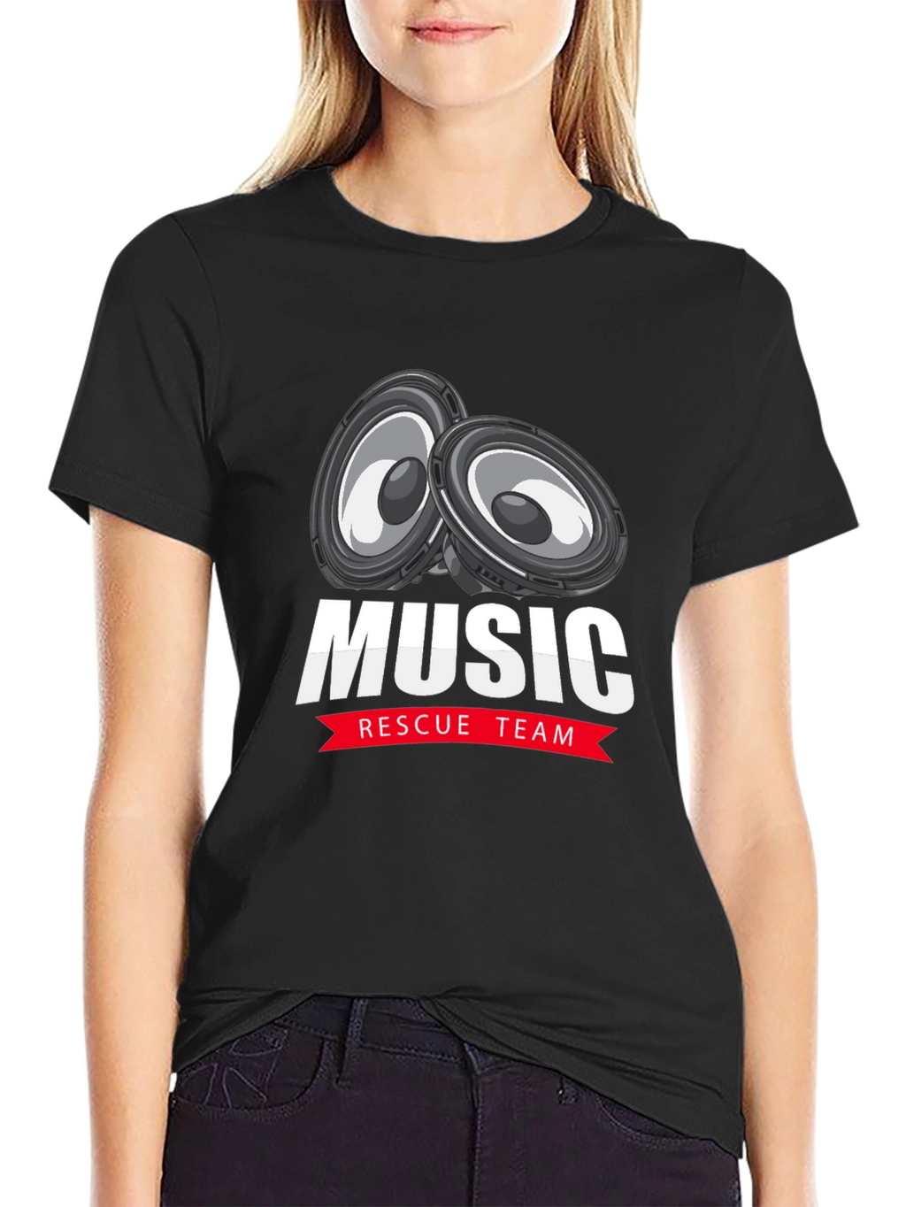Music Rescue Team Graphic T-Shirt - Black