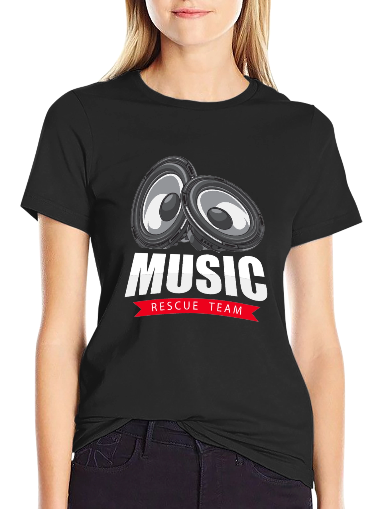 Music Rescue Team Graphic T-Shirt - Black