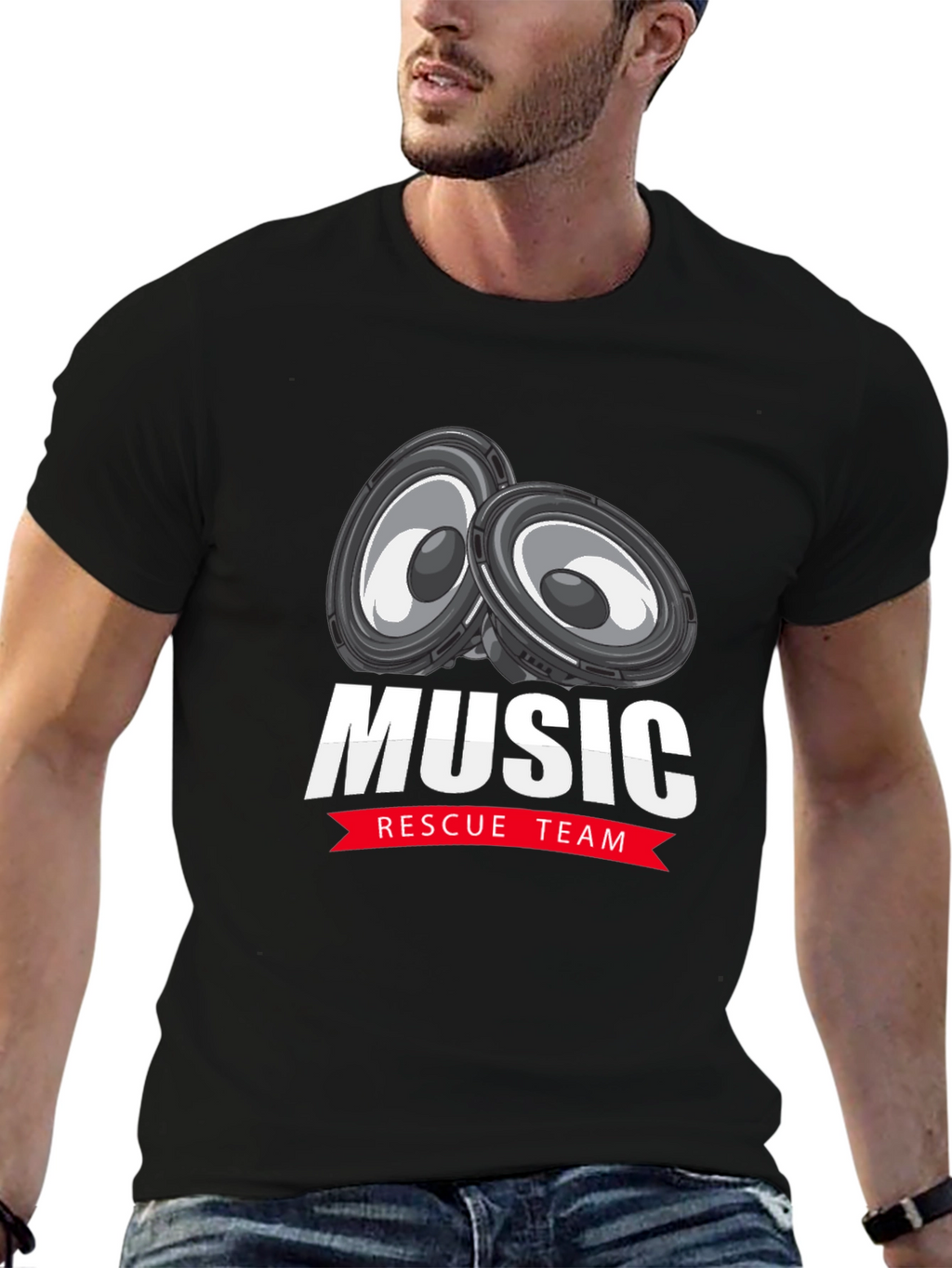 Music Rescue Team Graphic T-Shirt - Black