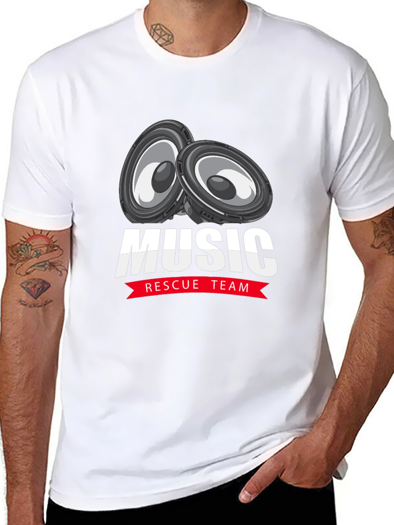 Music Rescue Team Graphic T-Shirt - Black