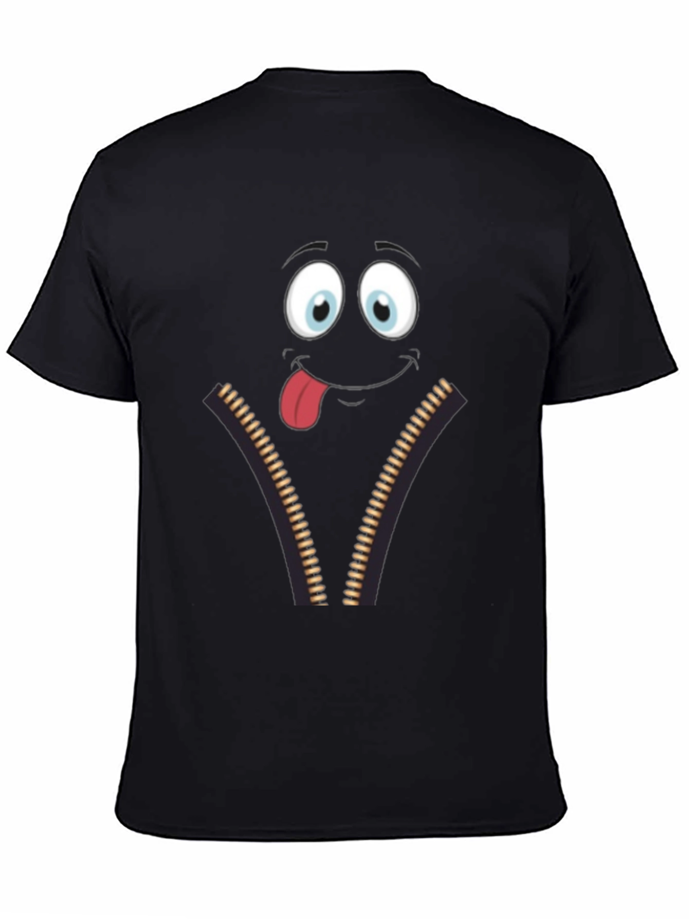 Funny Face Zipper Graphic Mens T-Shirt