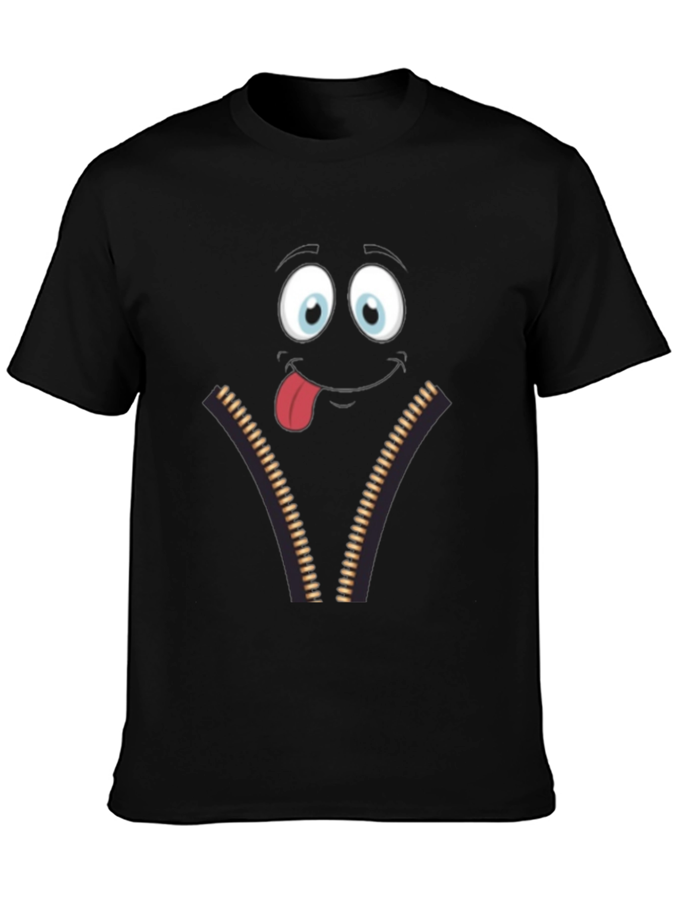Funny Face Zipper Graphic Mens T-Shirt
