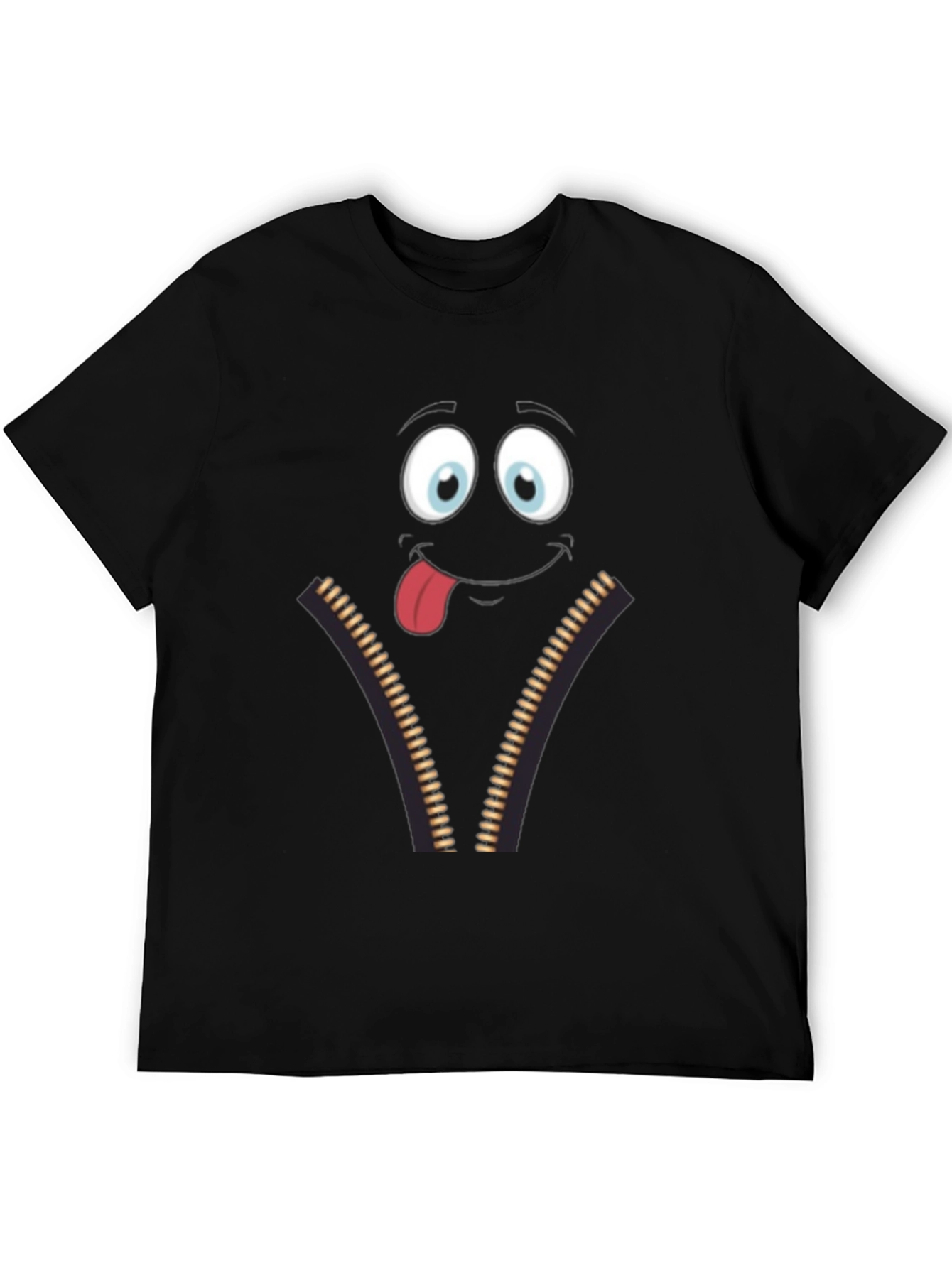 Funny Face Zipper Graphic Mens T-Shirt