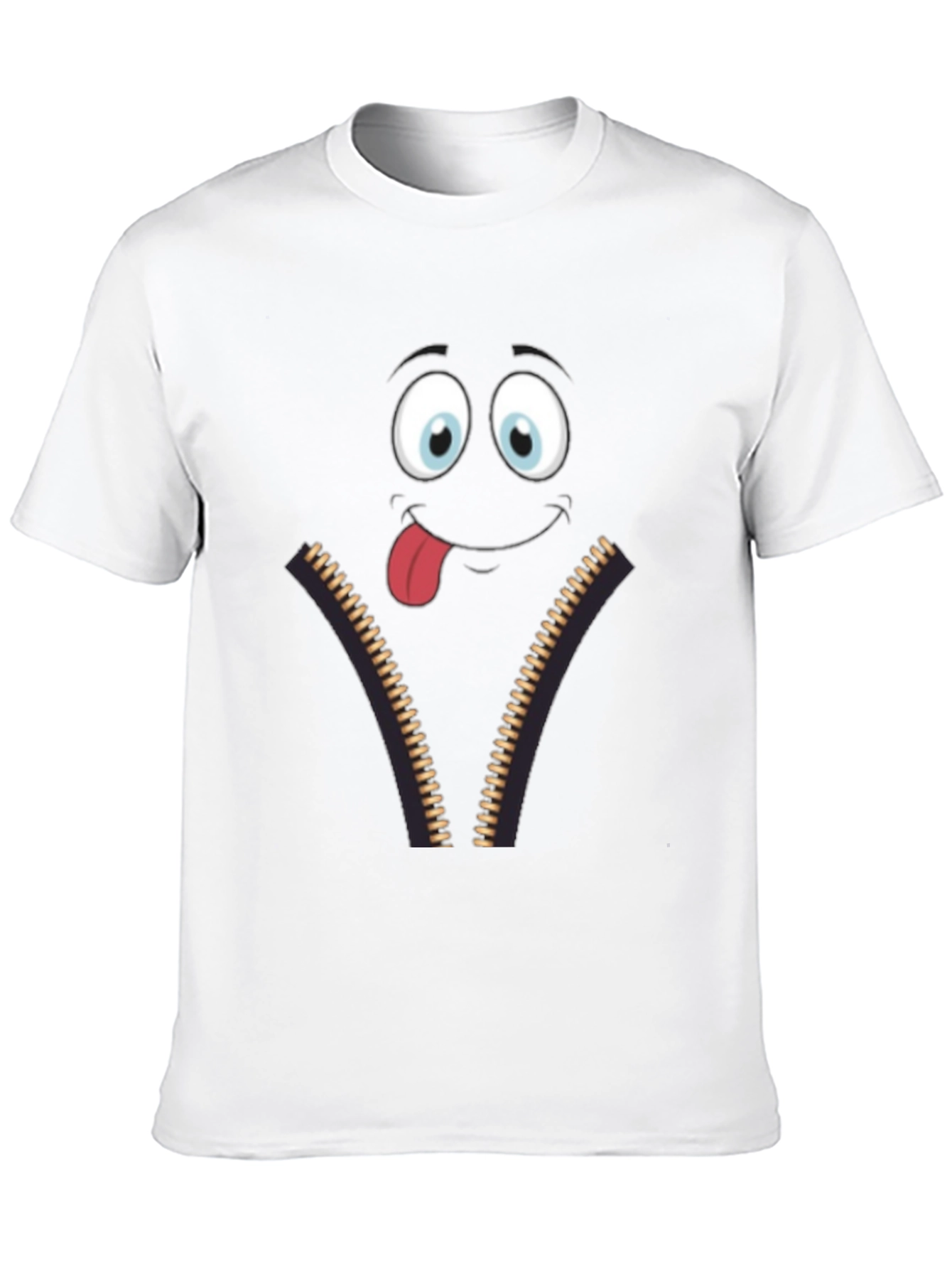 Funny Face Zipper Graphic Mens T-Shirt