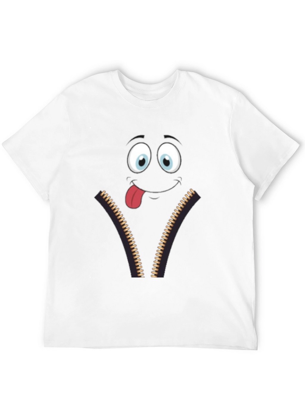 Funny Face Zipper Graphic Mens T-Shirt