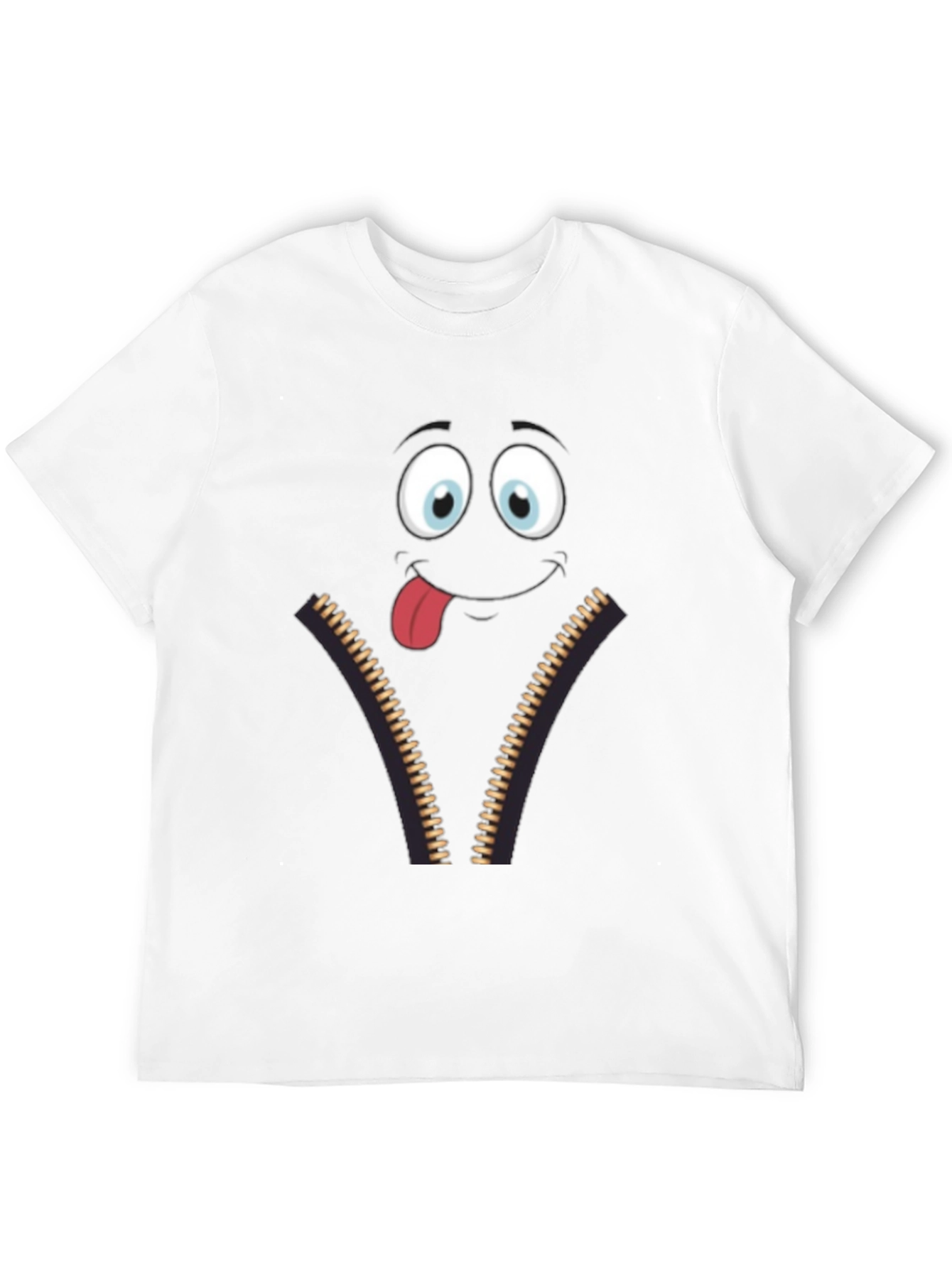 Funny Face Zipper Graphic Mens T-Shirt