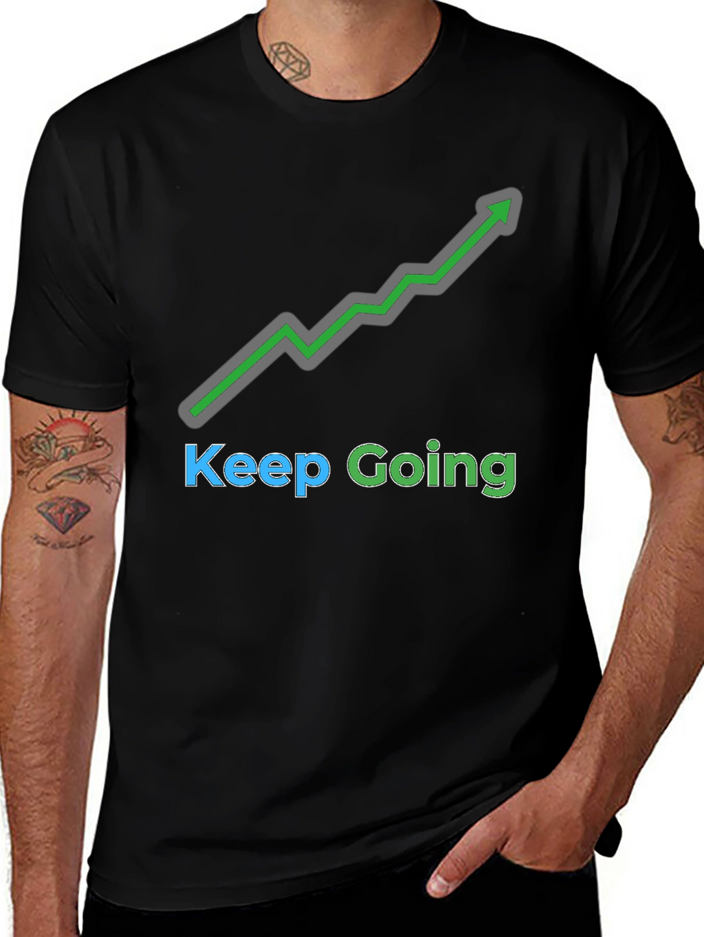 Keep Going Graphic Tee - Black Motivational T-Shirt