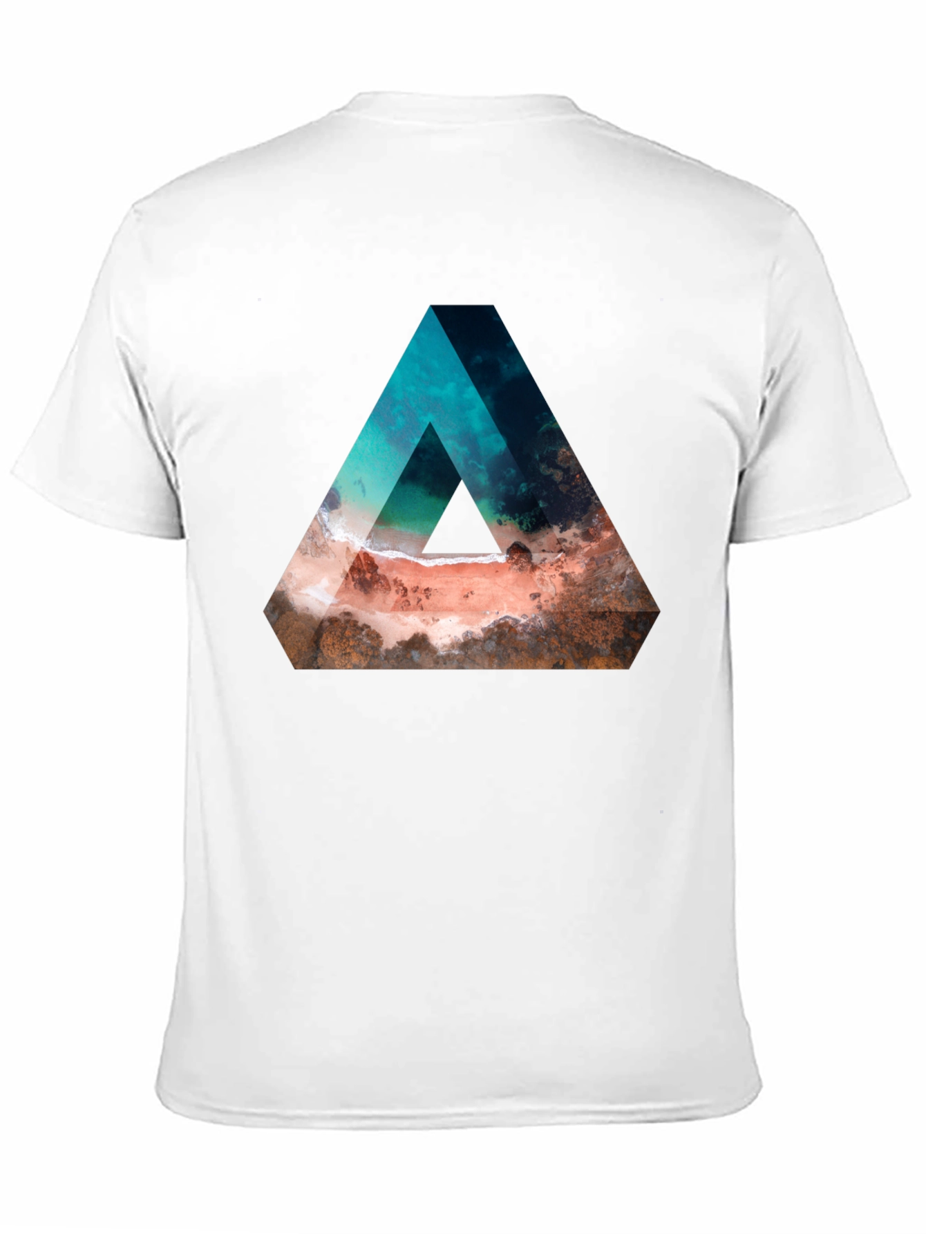Abstract Triangle Beach Graphic Black T-Shirt