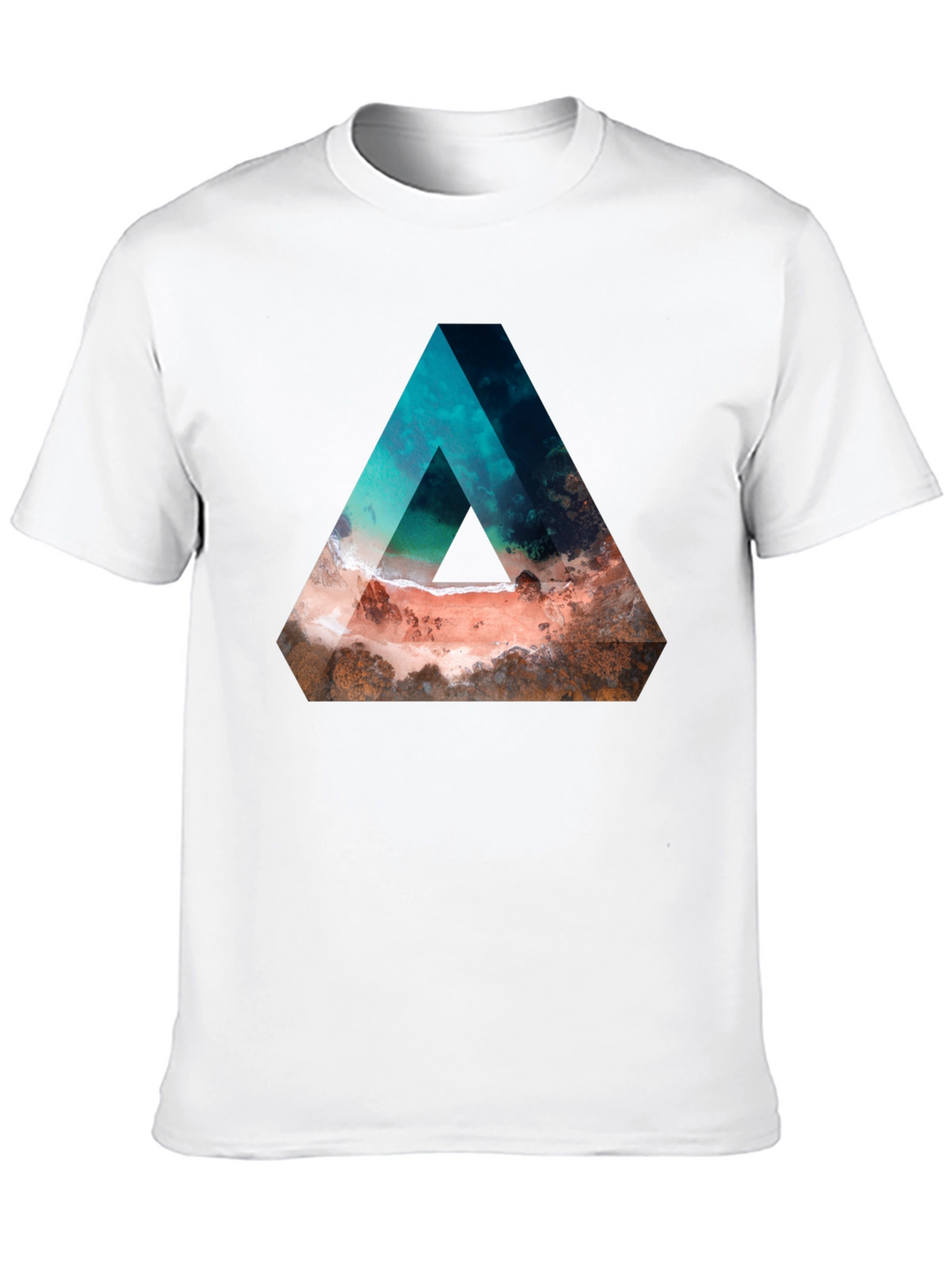 Abstract Triangle Beach Graphic Black T-Shirt