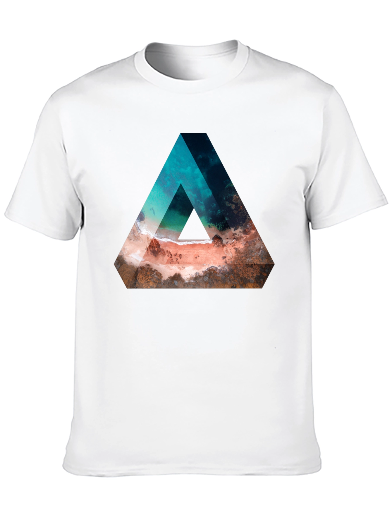 Abstract Triangle Beach Graphic Black T-Shirt