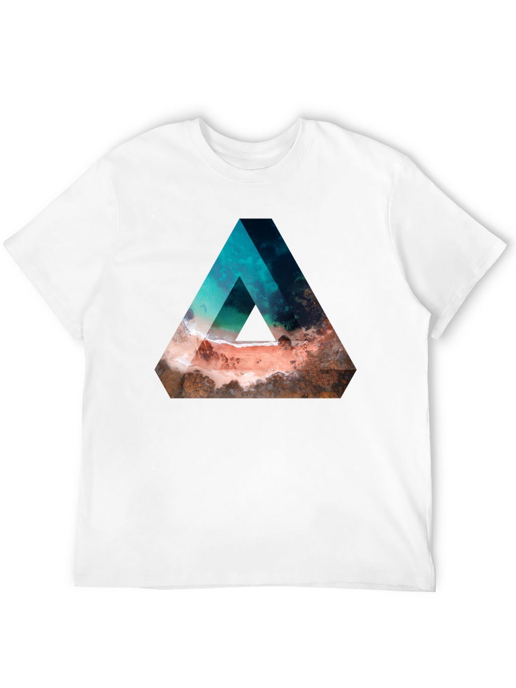 Abstract Triangle Beach Graphic Black T-Shirt