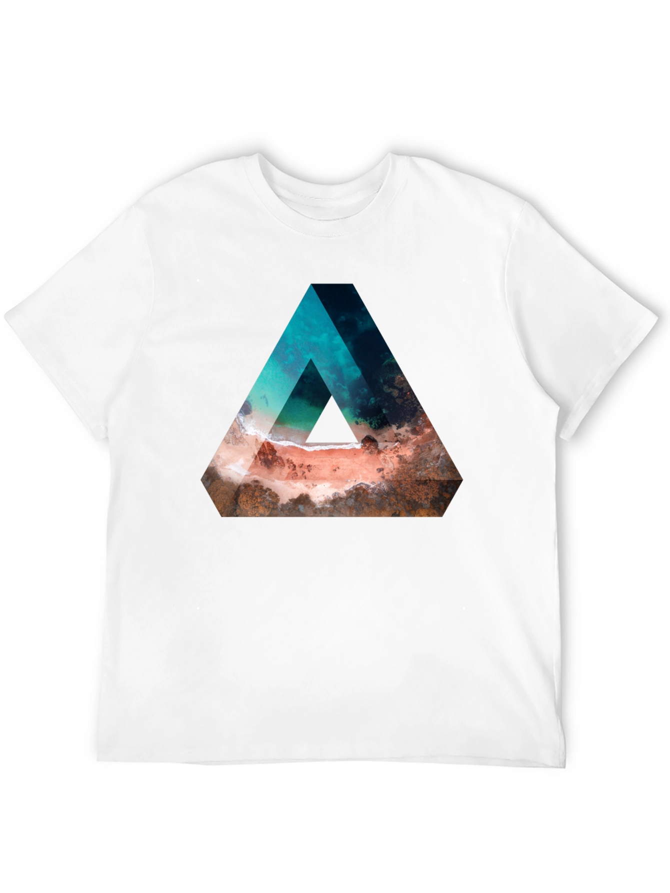 Abstract Triangle Beach Graphic Black T-Shirt