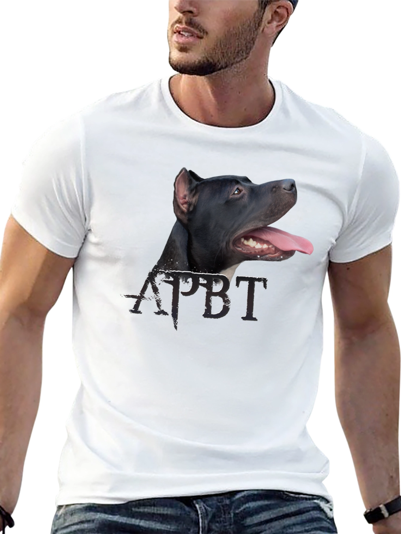 Cool Pitbull Dog Graphic Black T-Shirt