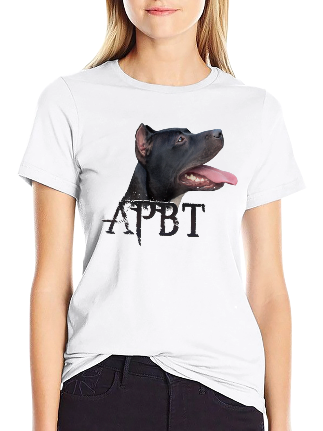 Cool Pitbull Dog Graphic Black T-Shirt