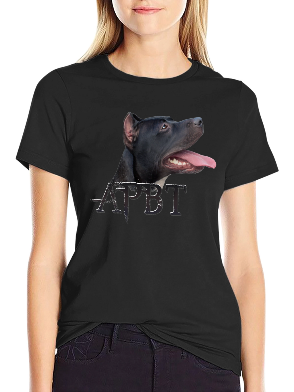 Cool Pitbull Dog Graphic Black T-Shirt