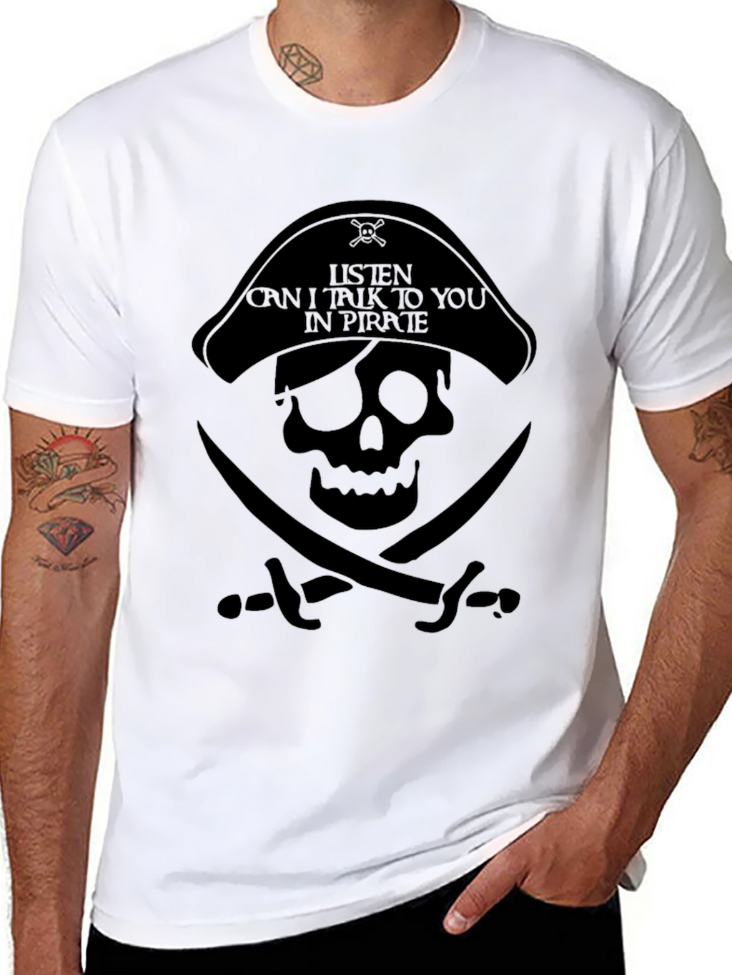 Pirate Skull Graphic T-Shirt - Black