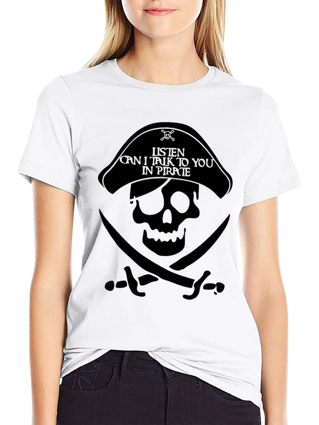 Pirate Skull Graphic T-Shirt - Black