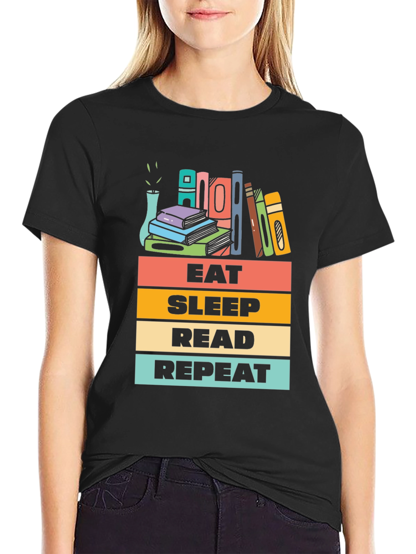 Eat Sleep Read Repeat Graphic T-Shirt