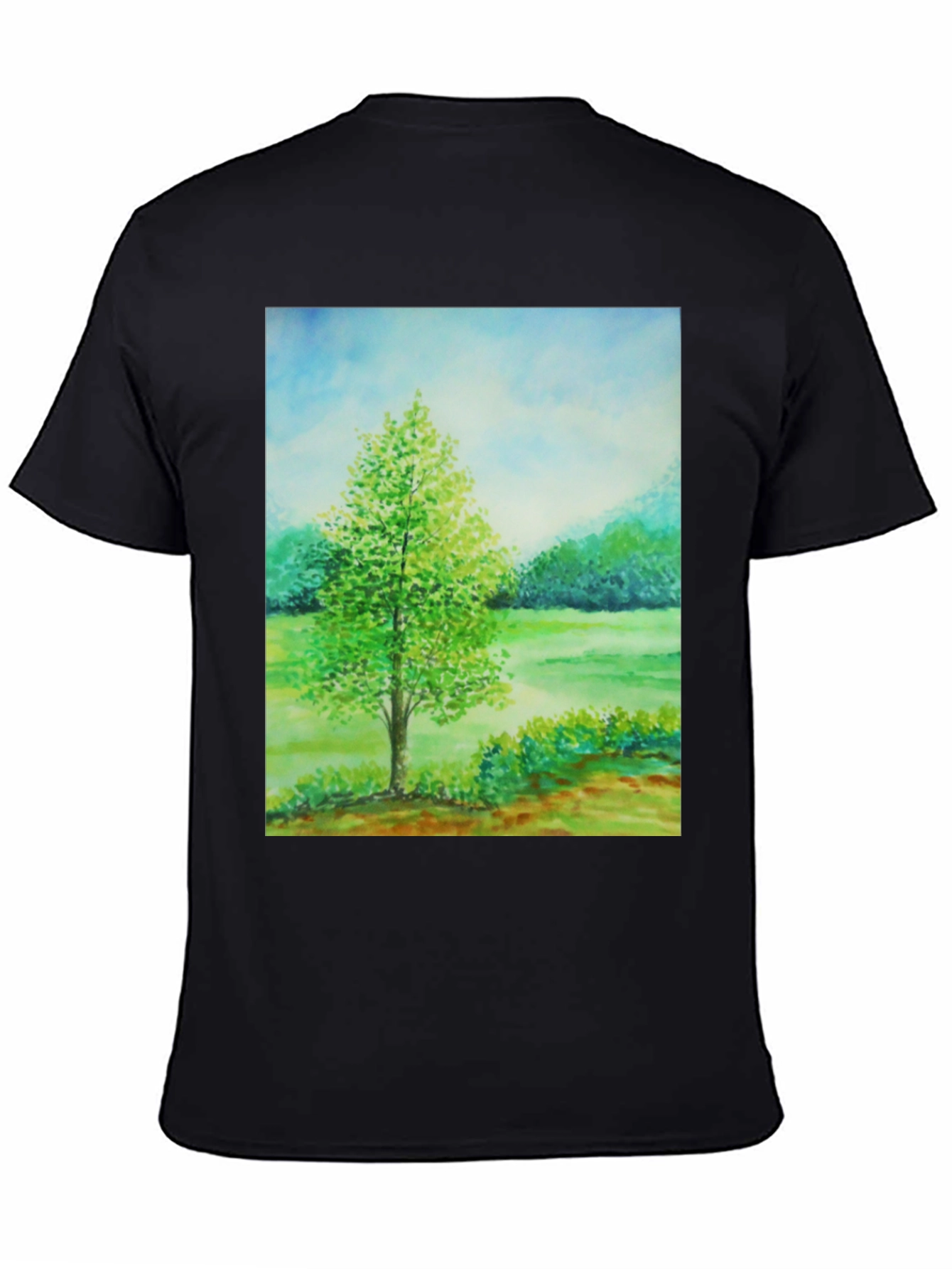 Nature Scene Graphic Tee - Black