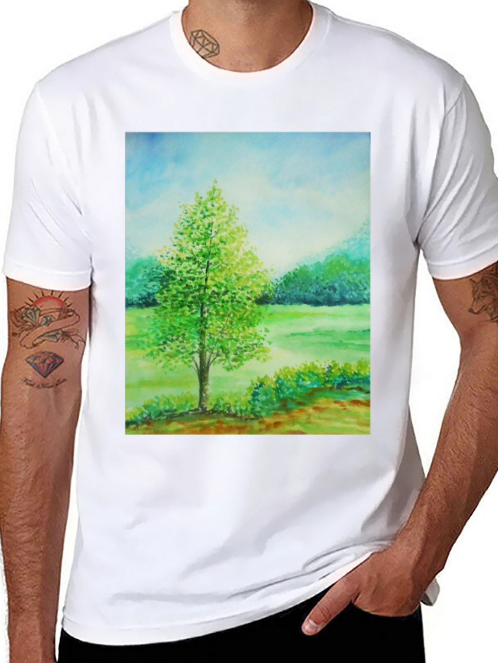 Nature Scene Graphic Tee - Black