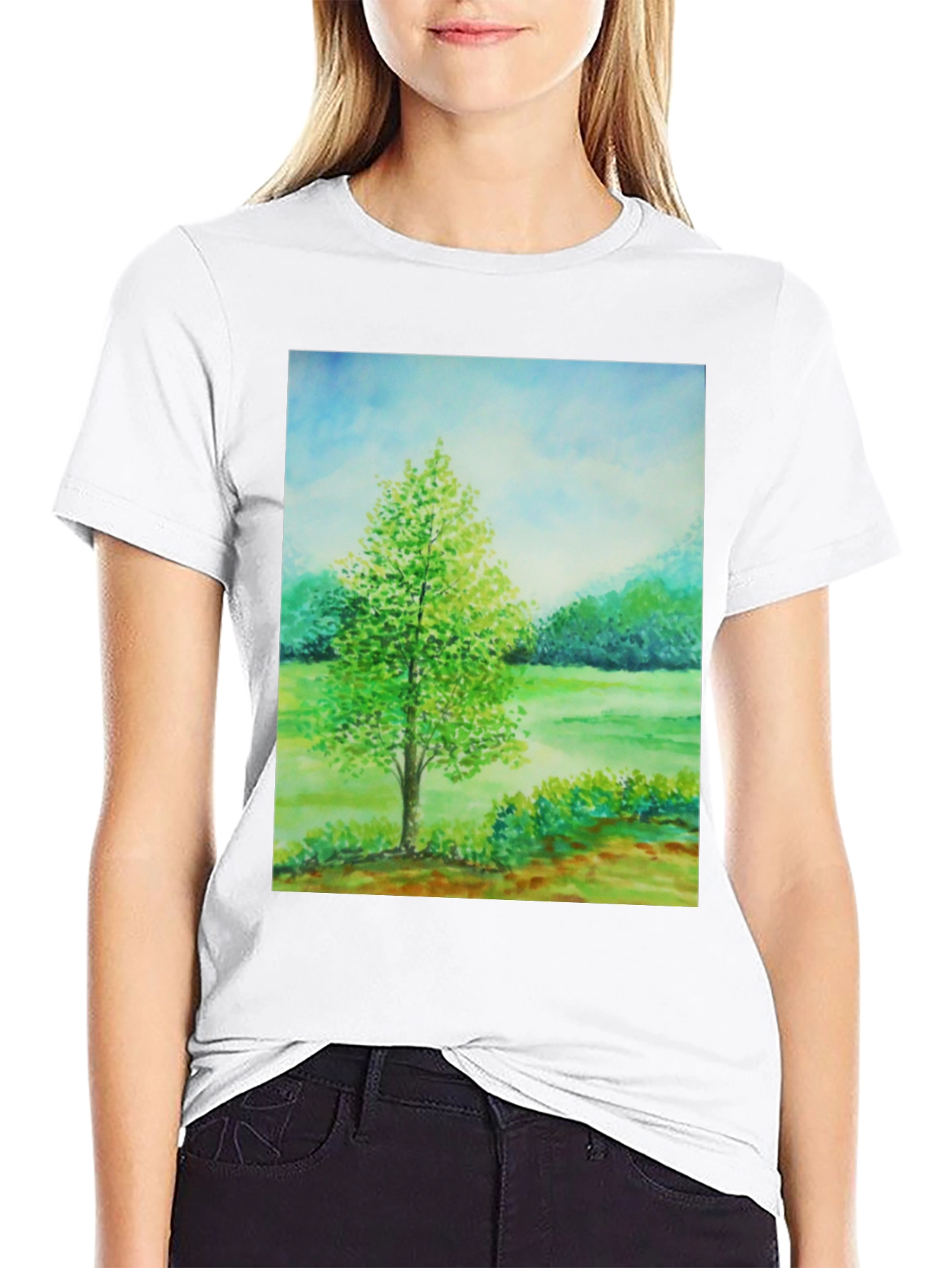 Nature Scene Graphic Tee - Black