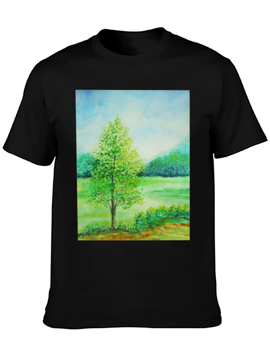 Nature Scene Graphic Tee - Black