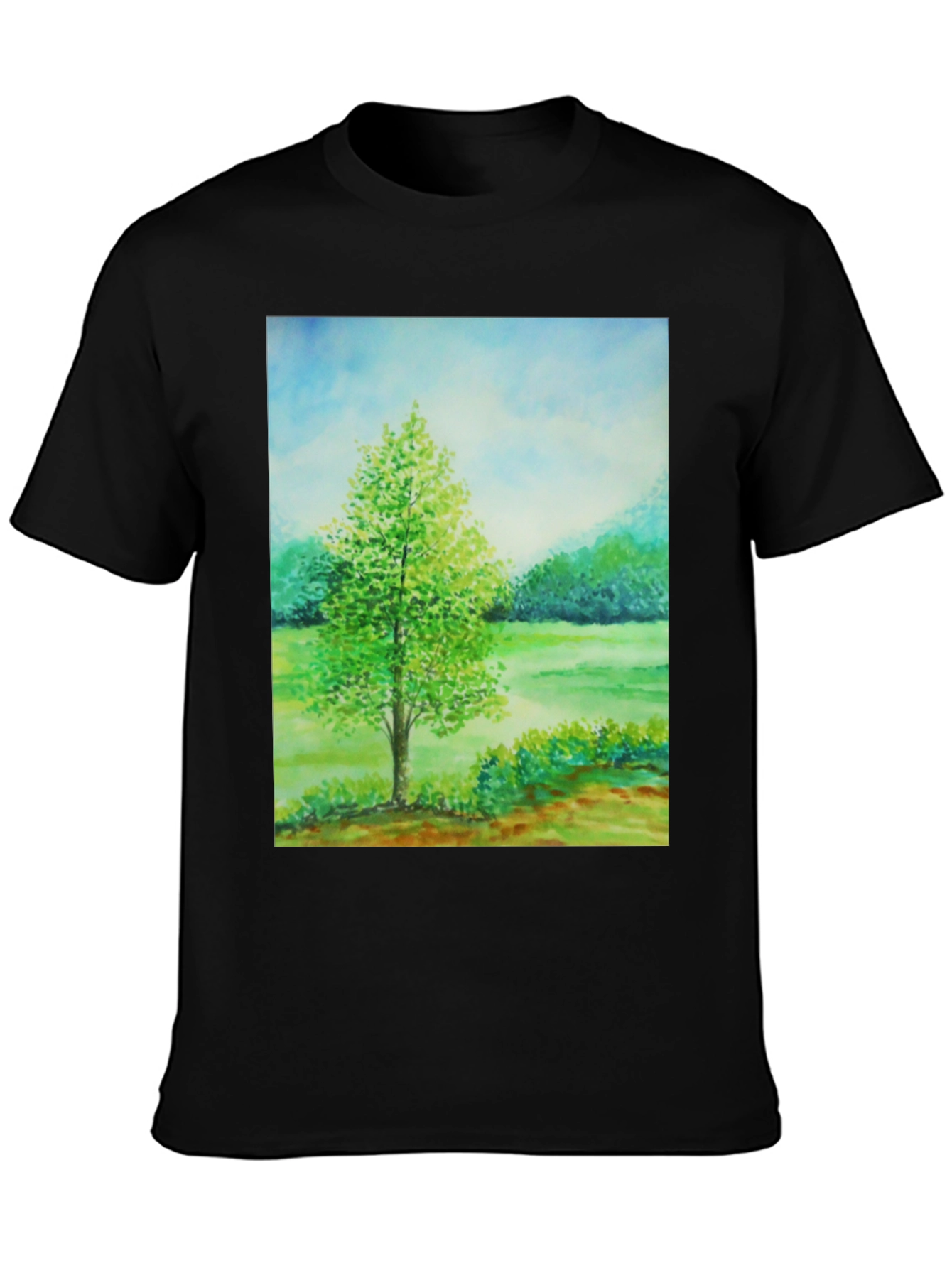 Nature Scene Graphic Tee - Black