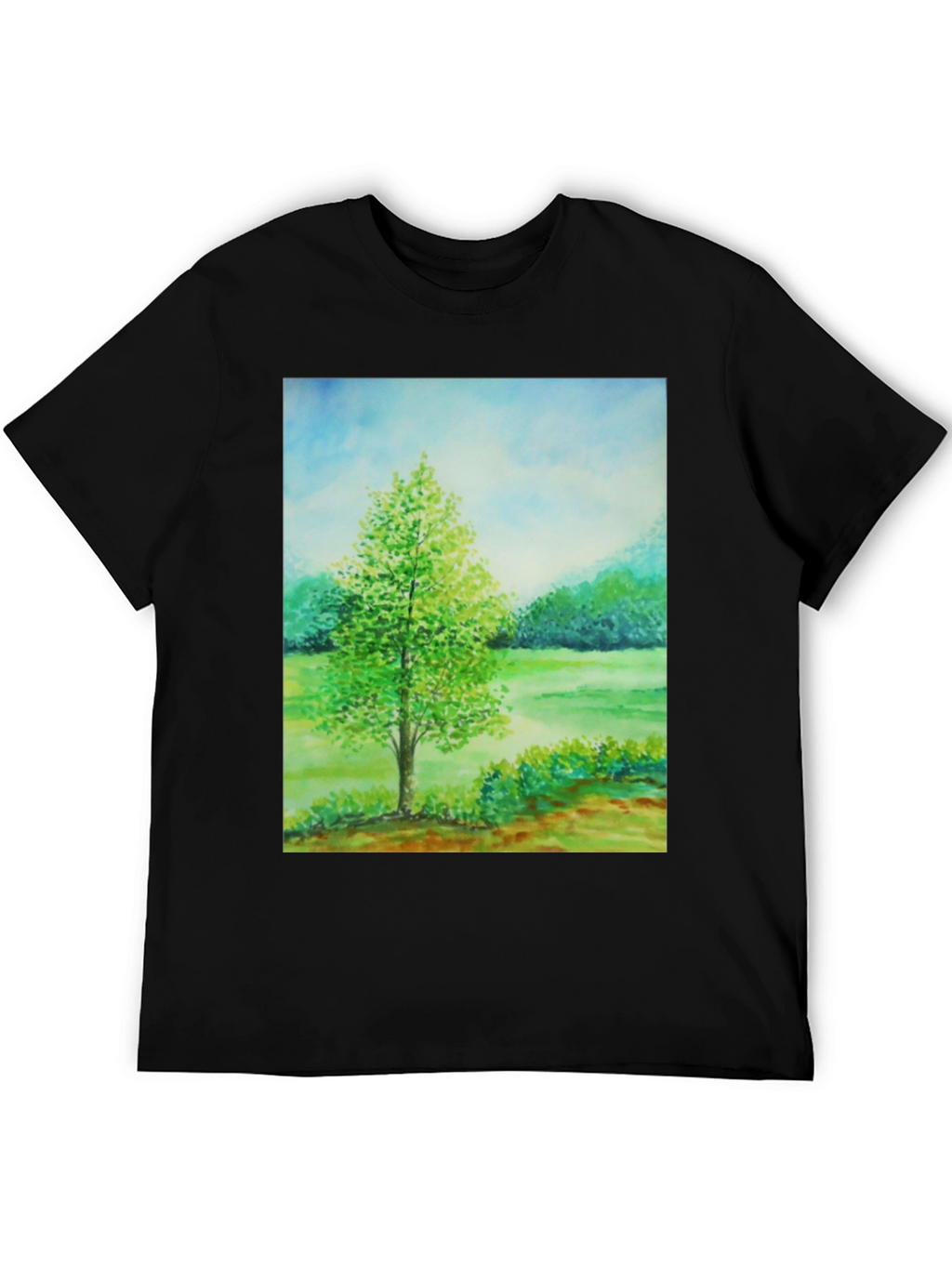 Nature Scene Graphic Tee - Black