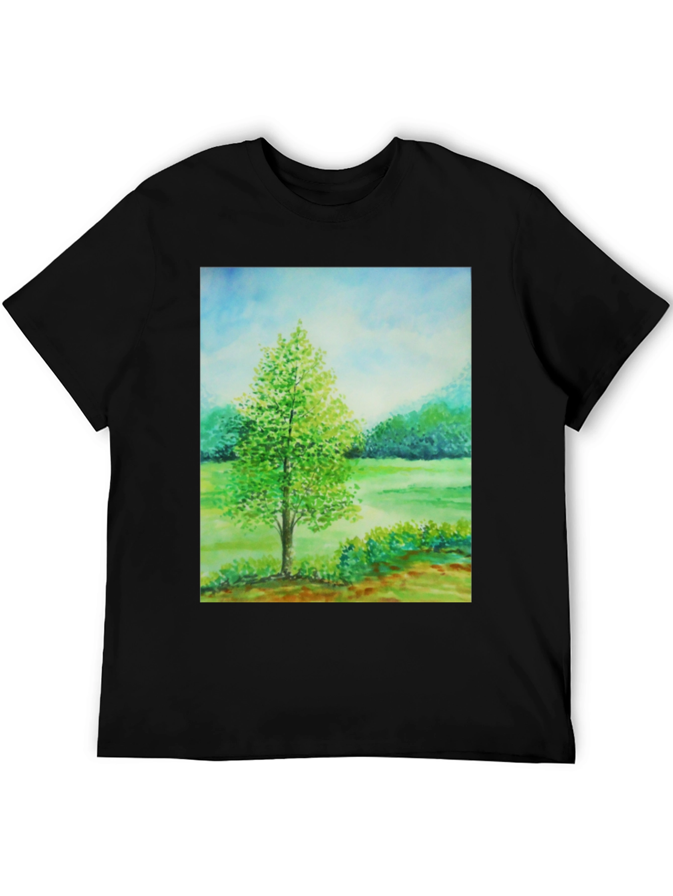 Nature Scene Graphic Tee - Black