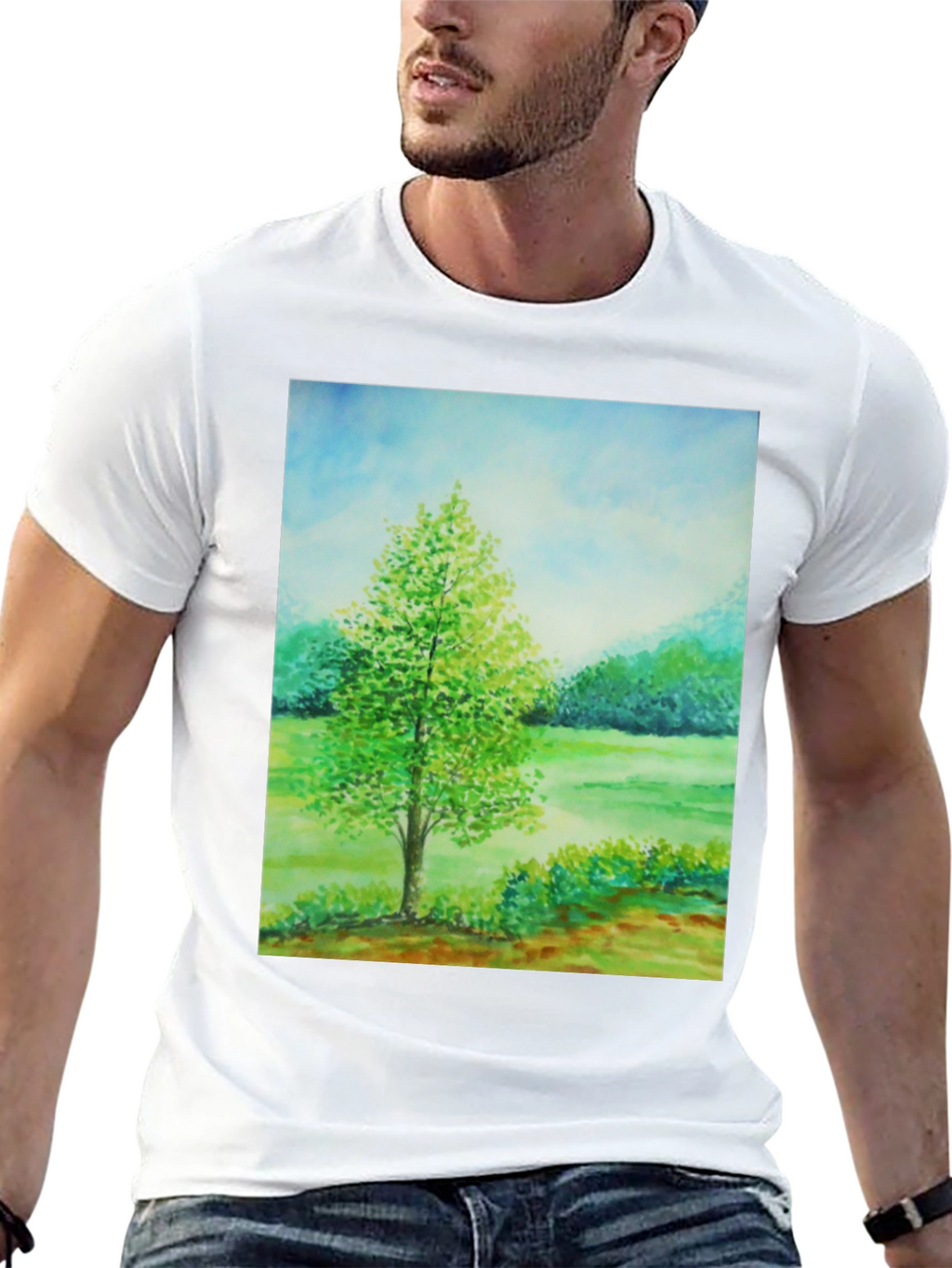 Nature Scene Graphic Tee - Black