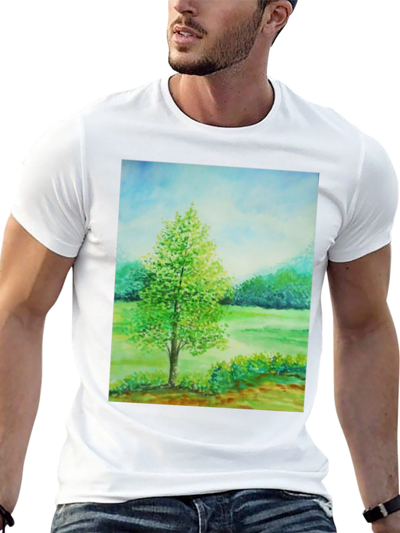 Nature Scene Graphic Tee - Black