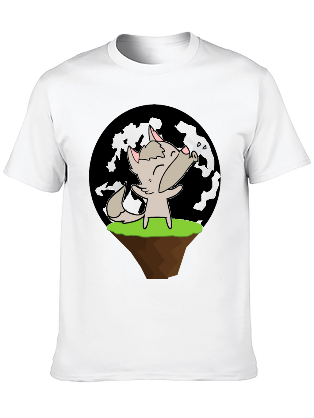 Cartoon Wolf Howling at Moon T-Shirt