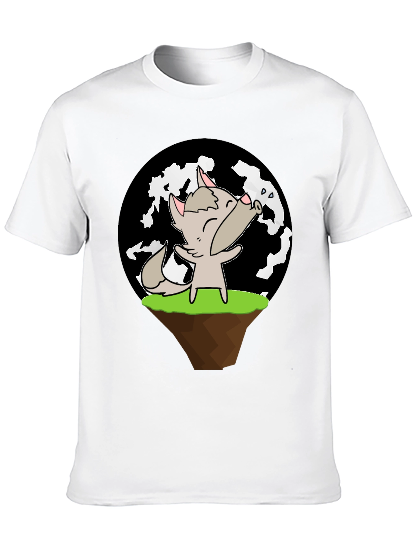 Cartoon Wolf Howling at Moon T-Shirt