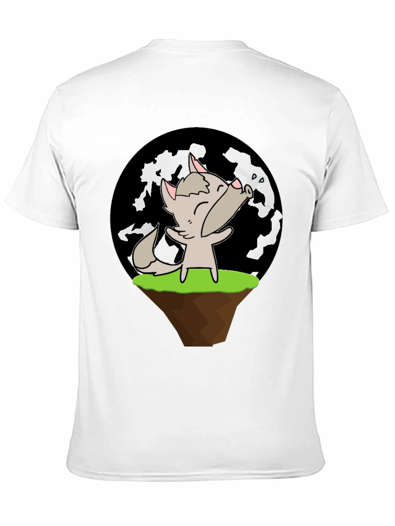 Cartoon Wolf Howling at Moon T-Shirt