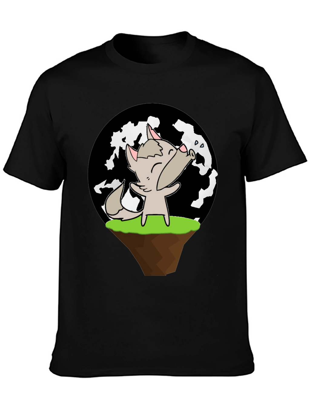 Cartoon Wolf Howling at Moon T-Shirt