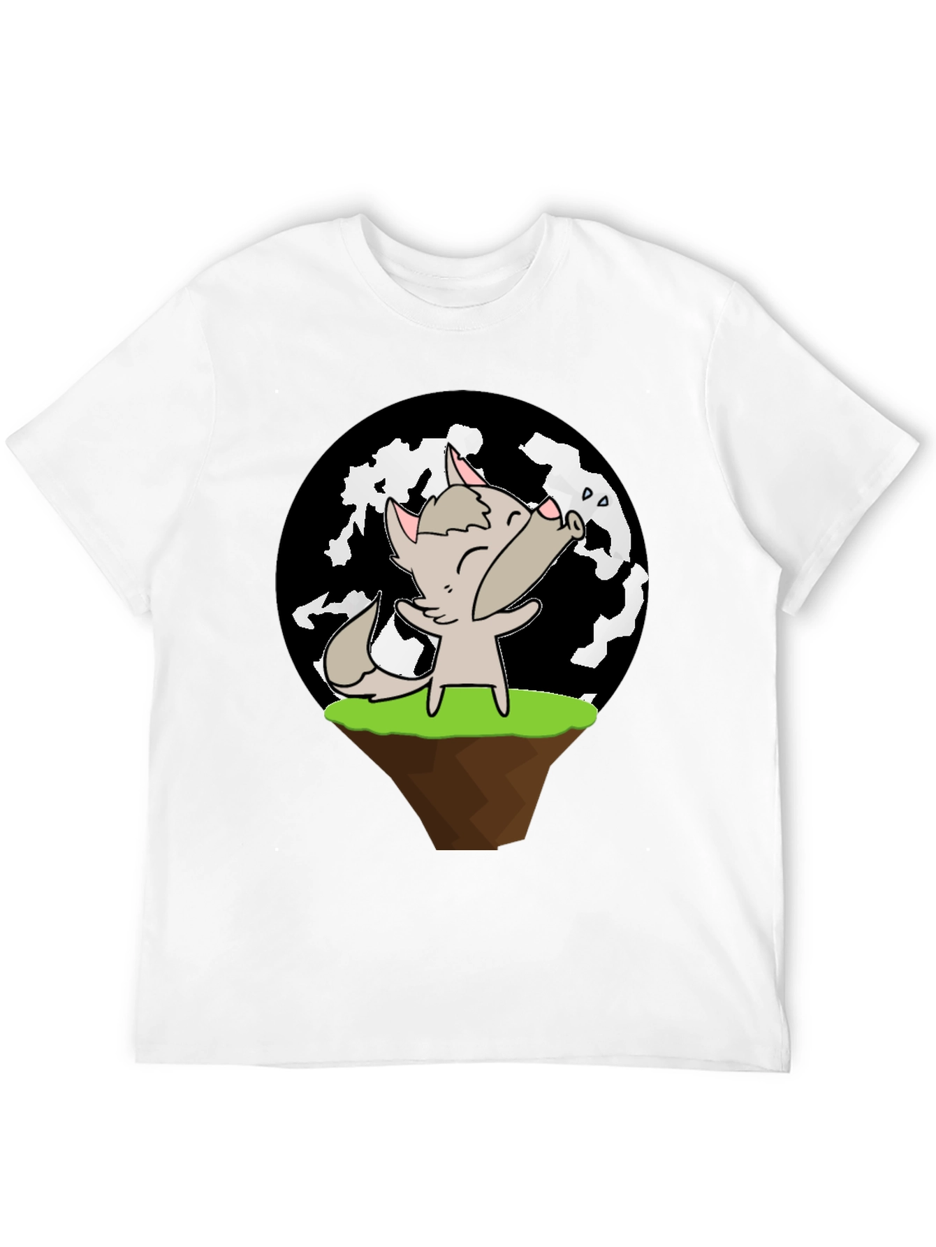 Cartoon Wolf Howling at Moon T-Shirt