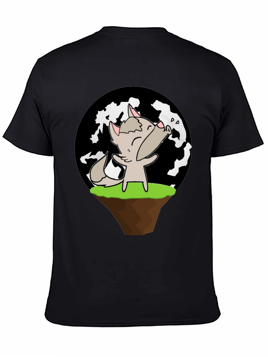 Cartoon Wolf Howling at Moon T-Shirt
