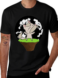 Cartoon Wolf Howling at Moon T-Shirt