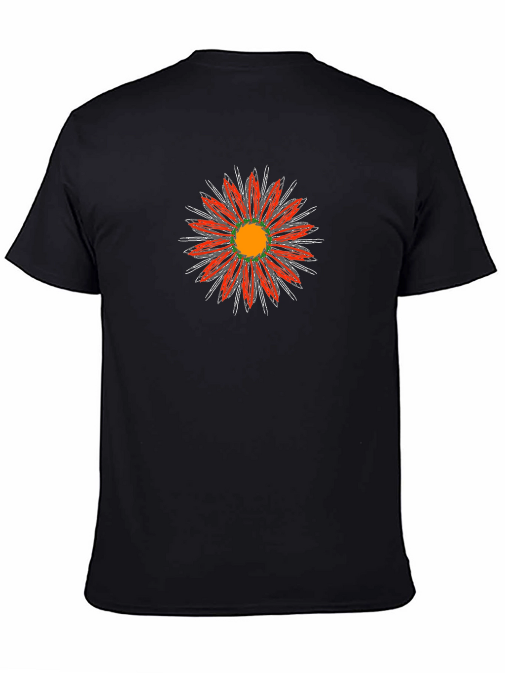 Black T-Shirt with Red Floral Graphic