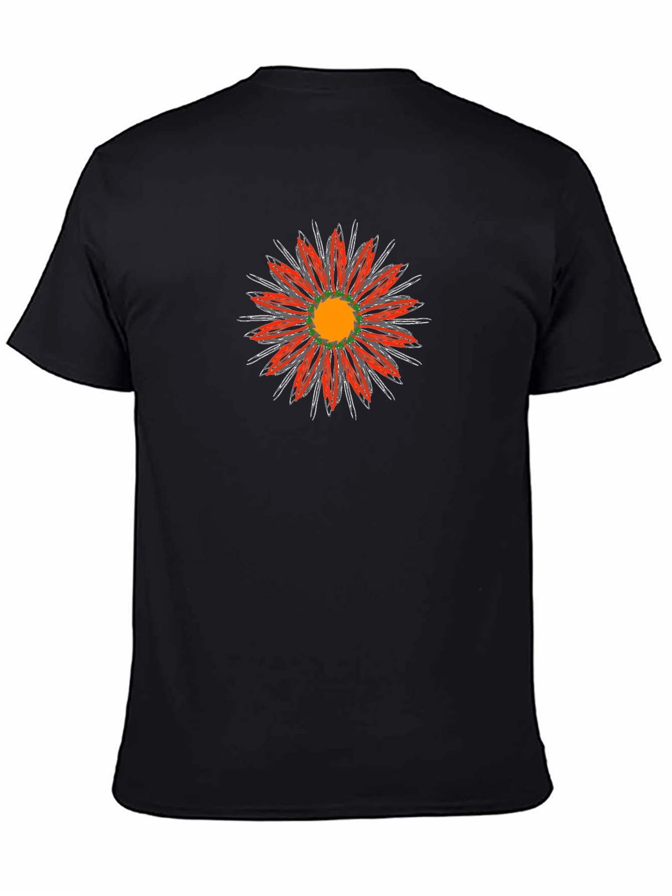 Black T-Shirt with Red Floral Graphic