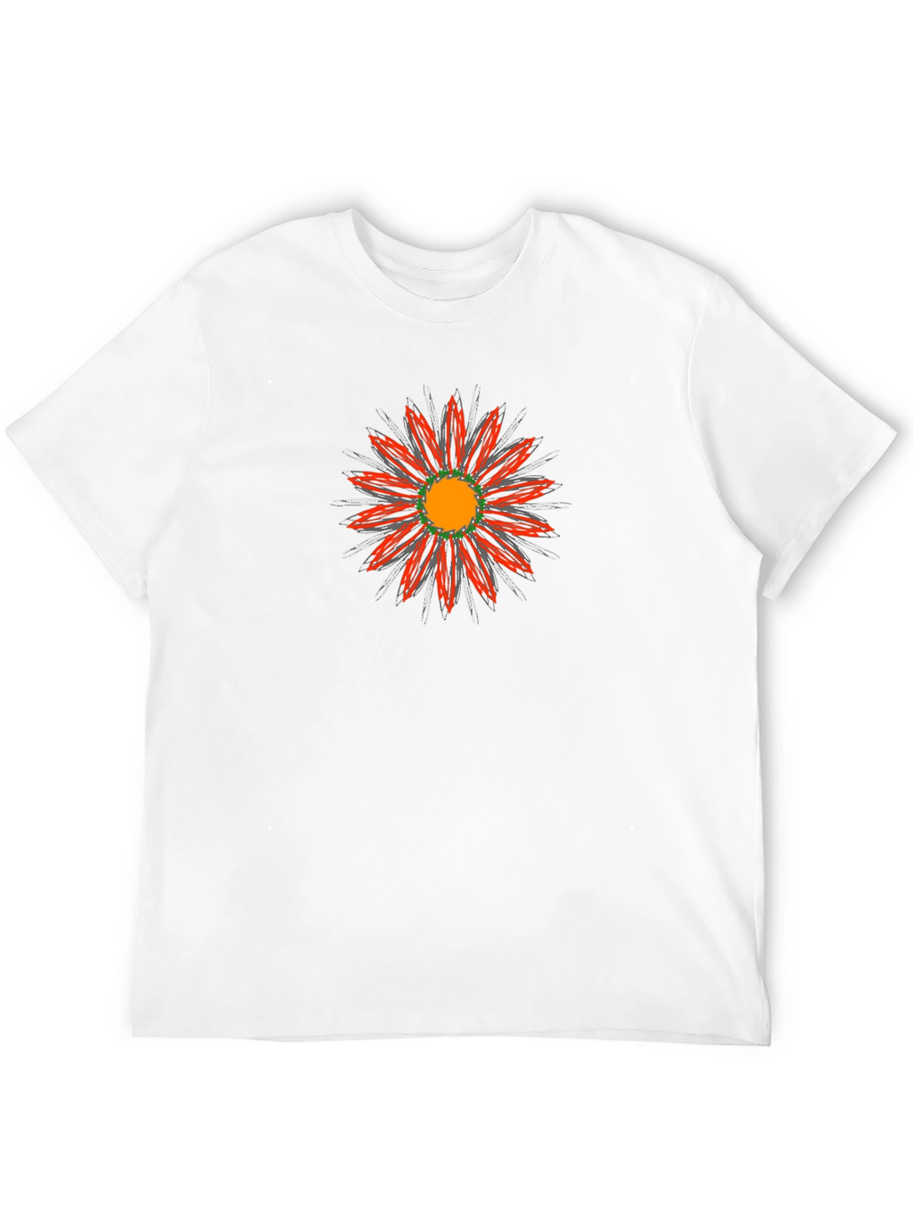 Black T-Shirt with Red Floral Graphic