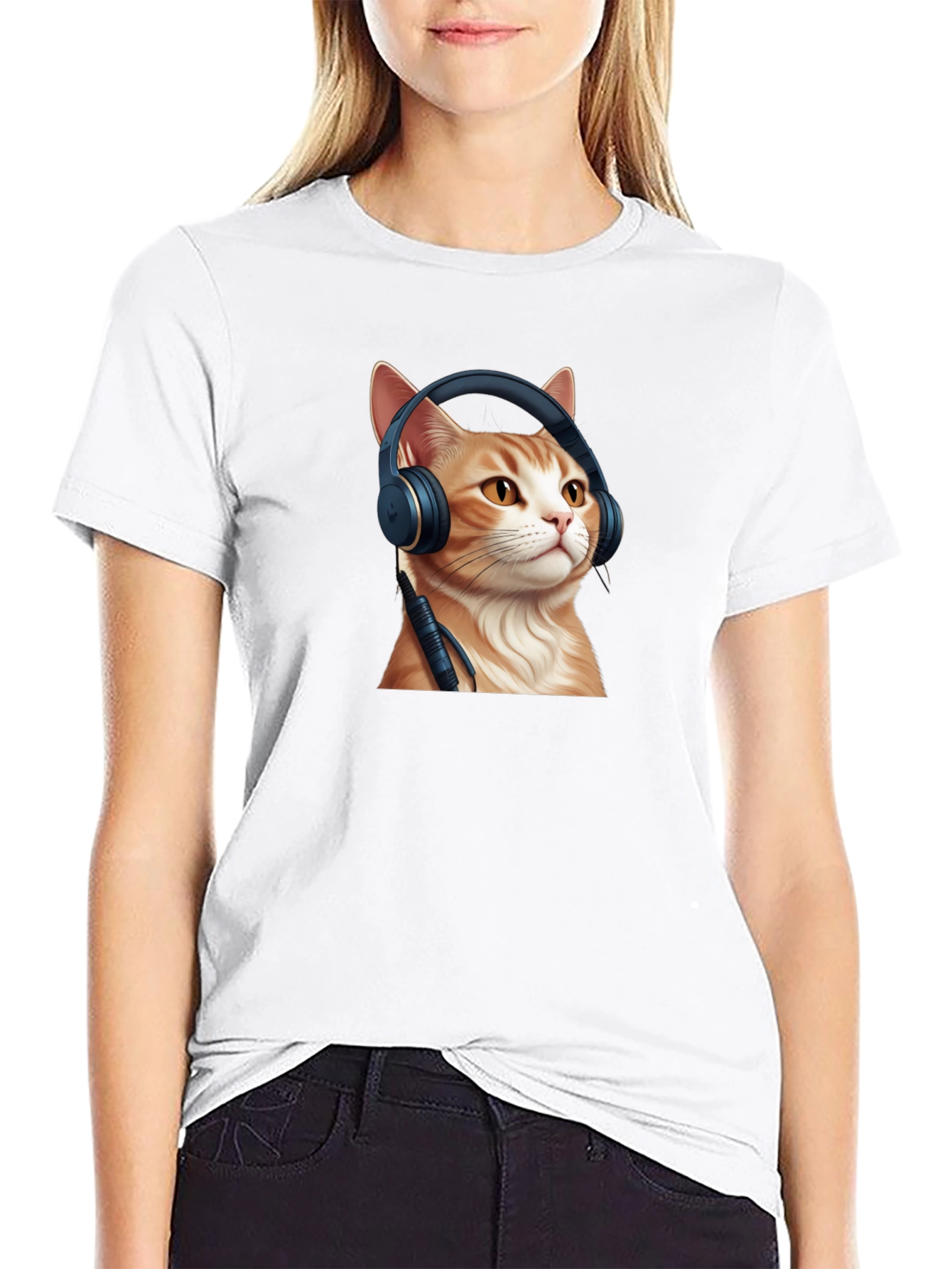 Cool Cat Headphones Graphic T-Shirt