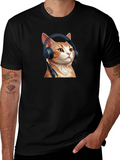 Cool Cat Headphones Graphic T-Shirt